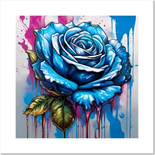 Splash Blue Rose Posters and Art